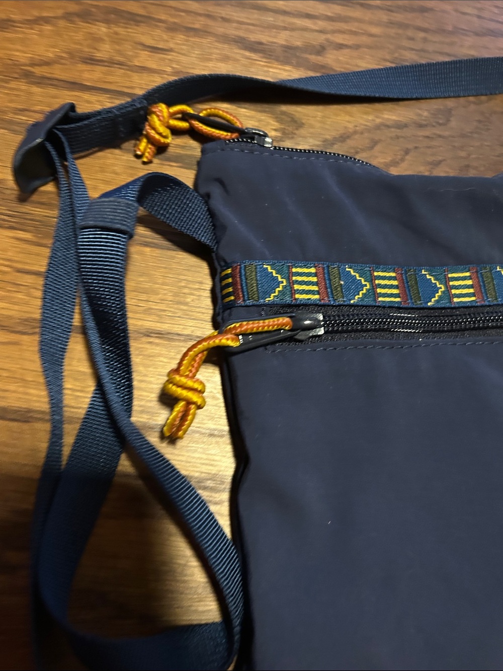 L.L. Bean Navy Belt/Crossbody Pouch with Multicolor Trim - Picture 2 of 6